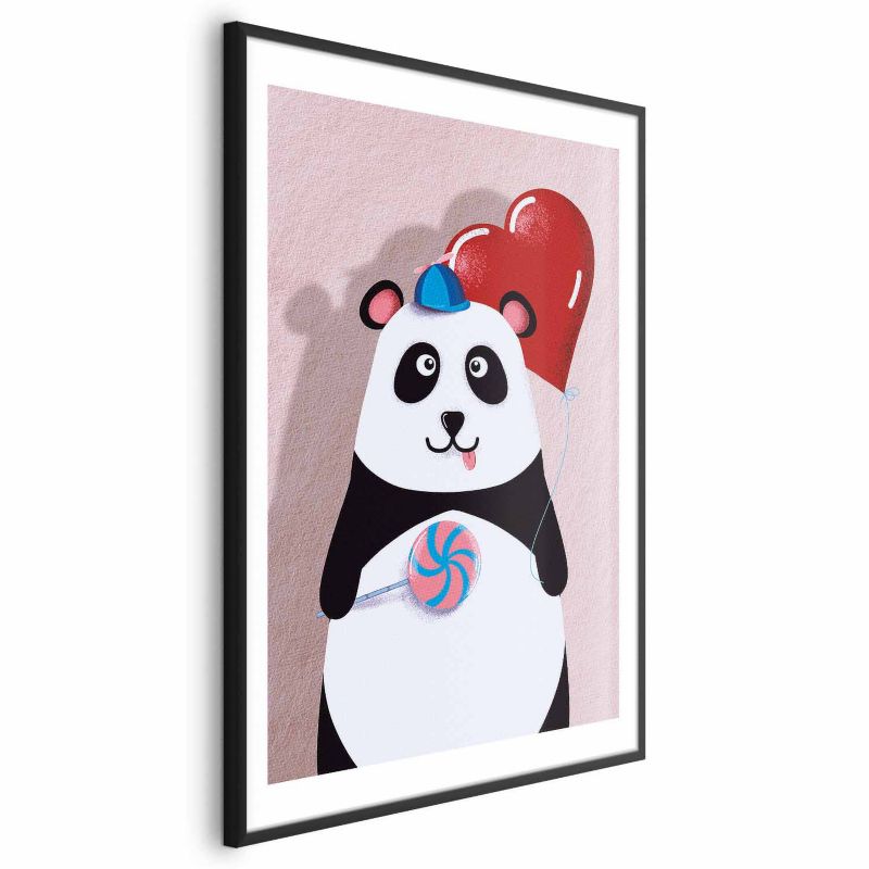 Plakat Artgeist Panda z balonikiem 21x30 cm z ramą czarną 1 szt
