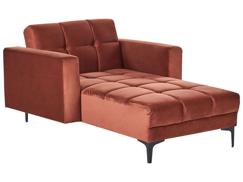 Szezlong welurowy czerwony Alnes 1 szt.