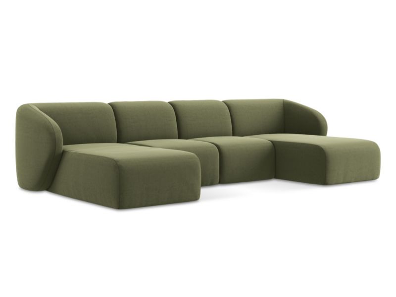 Sofa panoramiczna LaMiaSofa CERVO z tkaniny welwetowej 370x170 cm oliwkowy 1 szt.