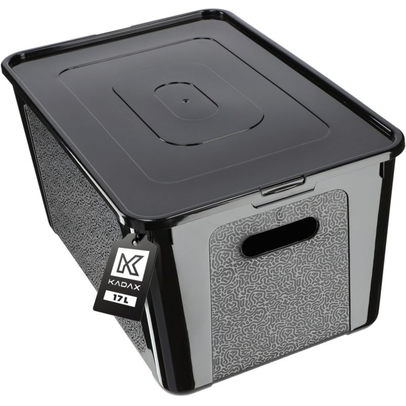 Pojemnik KADAX Plastikowy 17L Z Pokrywą Zamykany Pudełko Box Organizer Czarny 1 szt.