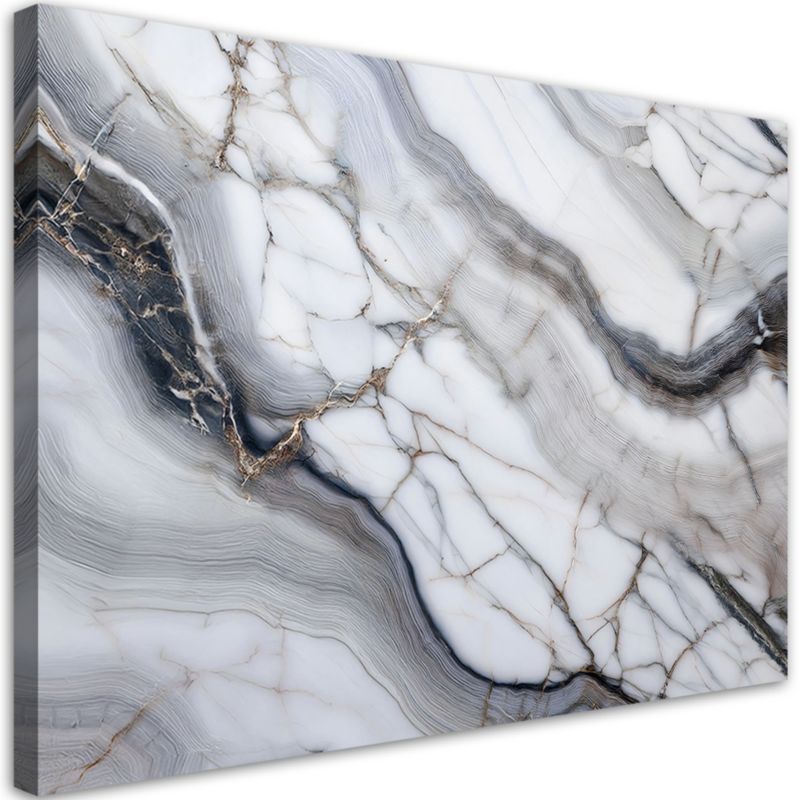 Obraz na płótnie Feeby Szary Marmur Kamień ze Złotem Abstrakcja 120x80cm 1szt