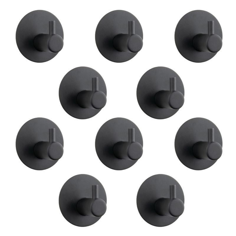 10 x Wieszak łazienkowy B&B ścienny samoprzylepny czarny metalowy 10 szt