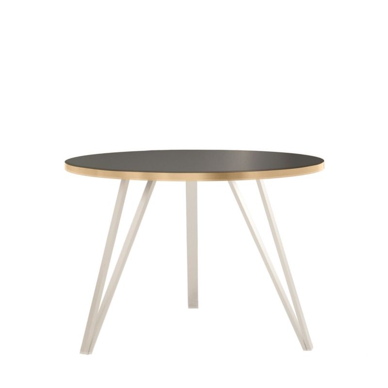 Stolik okrągły ze złotymi obrzeżami Bettso Linea Gold z eleganckimi białymi nóżkami czarny 1szt.