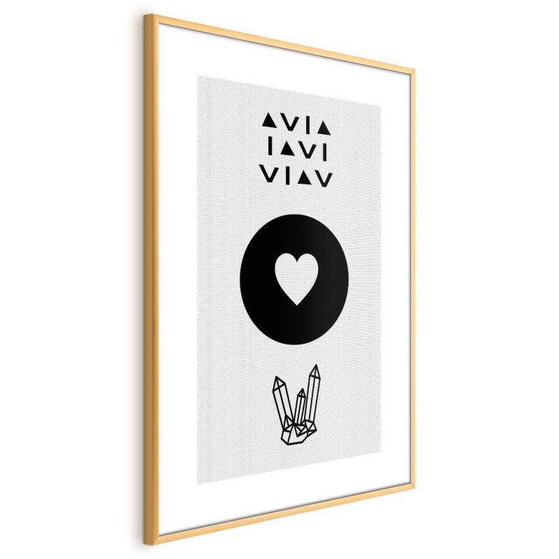 Plakat Artgeist Serce i kryształty 21x30 cm z ramą złotą 1 szt