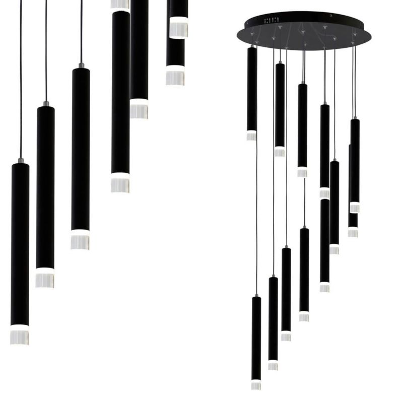 Lampa sufitowa wisząca Milagro Carbon 1617 czarno-przezroczysty szerokość 45 cm wbudowany LED 12W 1 szt.