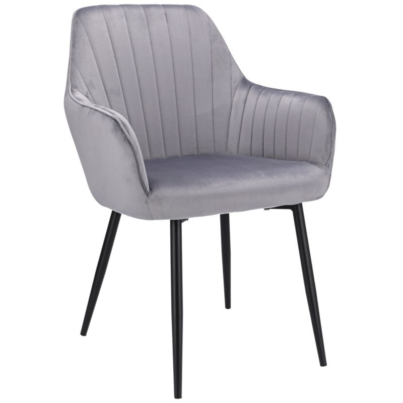 Krzesło welurowe JUMI tapicerowane szare do sypialni salonu 1 szt.