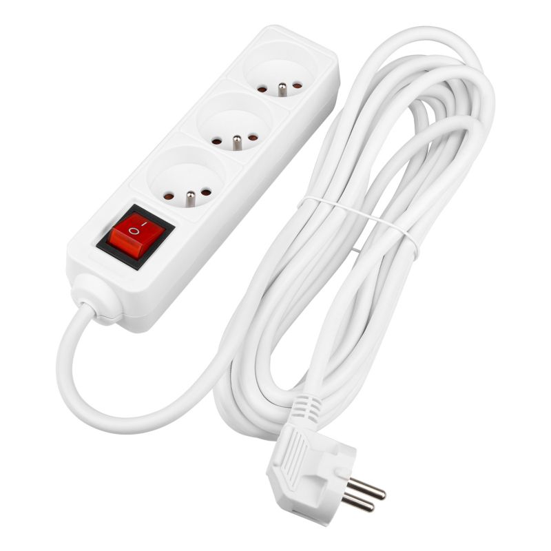 Przedłużacz listwa zasilająca MasterLED Silo 3 gniazda 5m włącznik uziemienie biały 1 szt.