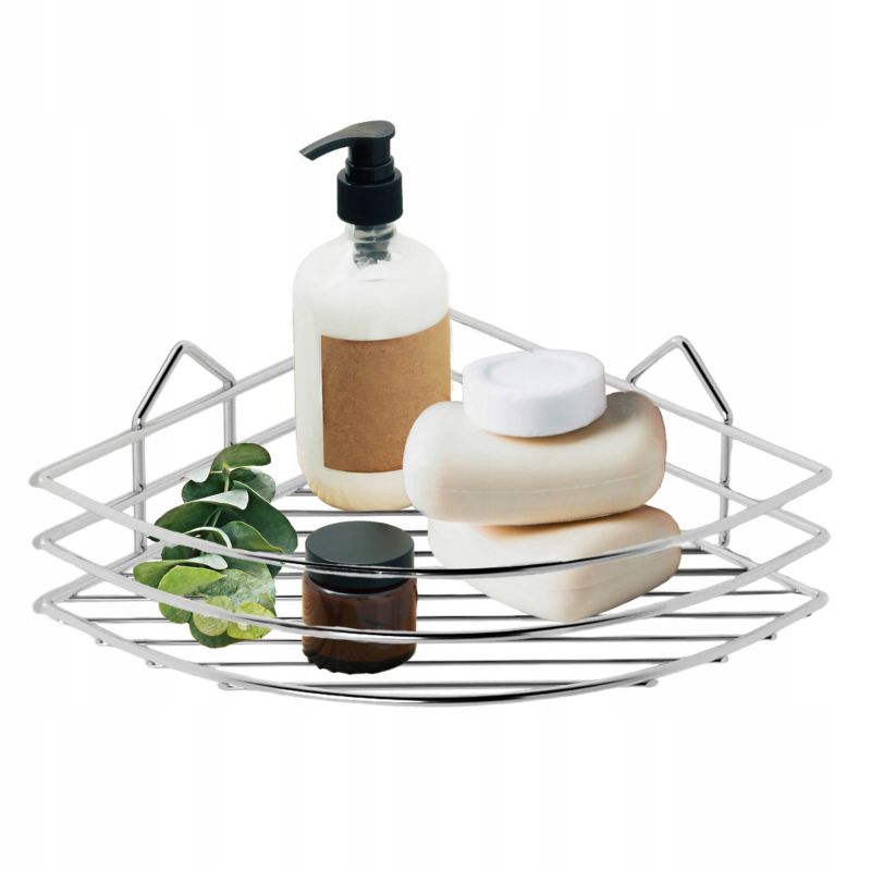 Półka łazienkowa narożna Rodeno srebrna samoprzylepna metalowa 1 szt.