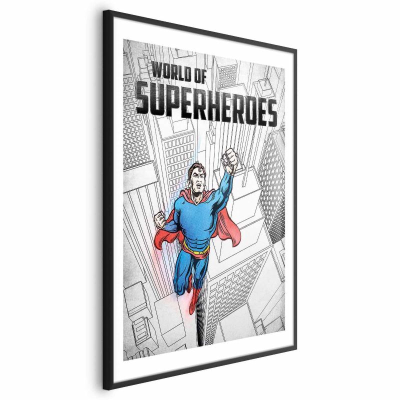 Plakat Artgeist Superheroes 21x30 cm z ramą czarną z marginesem 1 szt