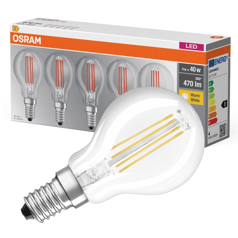 Żarówka LED Osram P45 Kulka E14 4W 470lm 2700K 300st 5 szt.