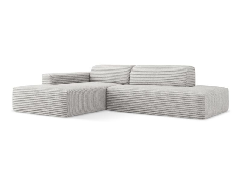 Narożnik prawostronny LaMiaSofa BOVA z tkaniny sztruksowej 240x90 cm jasny szary 1 szt.