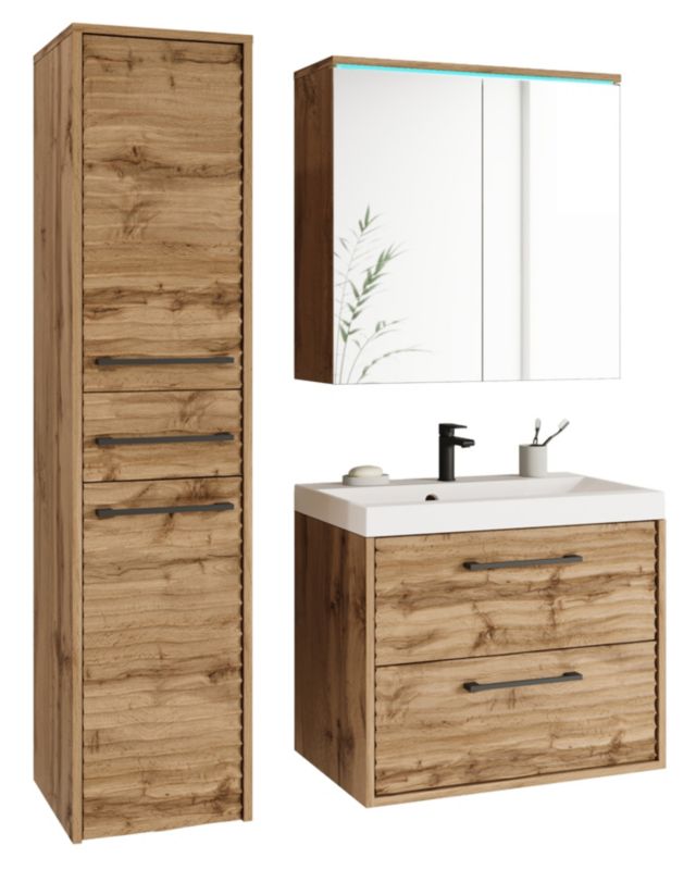 Zestaw mebli łazienkowych MINIO go for it YUKO 1 dąb wotan MDF wzór M4 1 kpl.