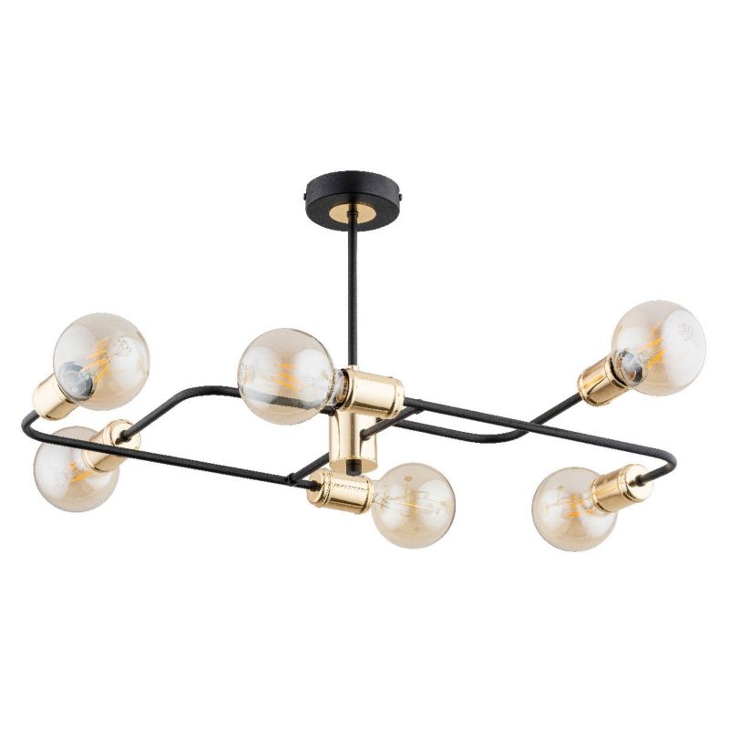 Lampa sufitowa wisząca Alfa Latinum 0246 czarno-złota industrialna 6xE14 x 10W 1 szt.