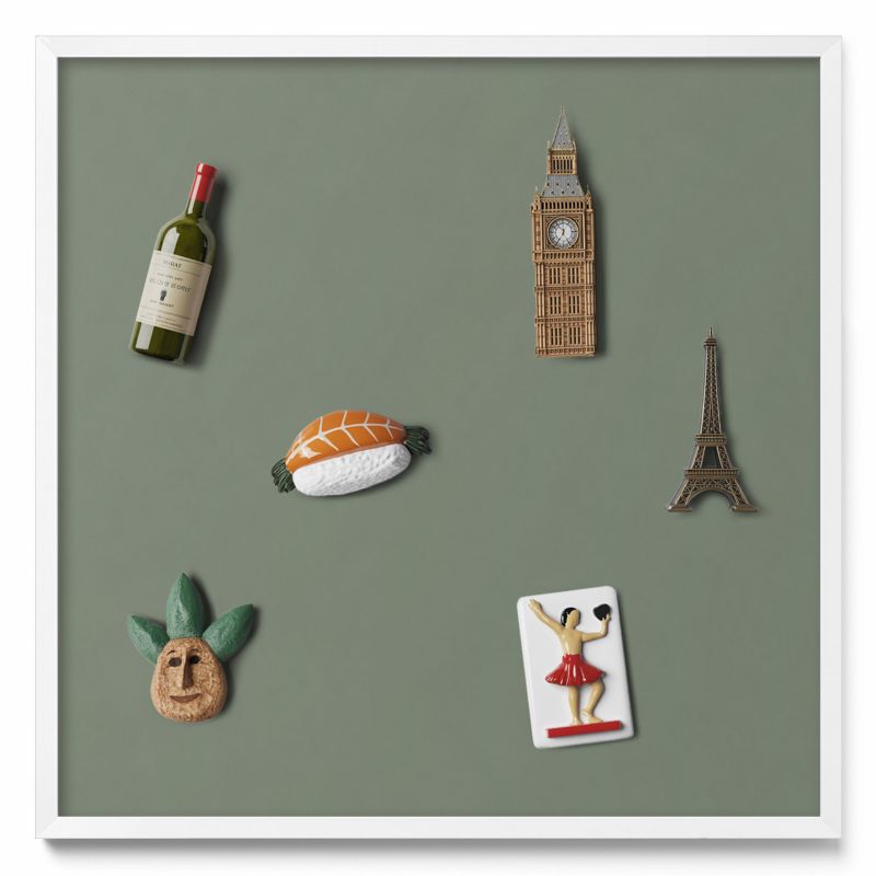 Tablica na notatki Tulup 50x50 cm Kolor oliwkowy w białej ramie 1 szt.