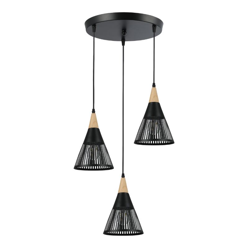 Lampa sufitowa, DPM, 3 x E27, czarny, 1szt