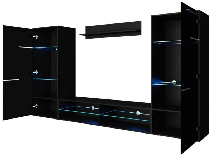 Meblościanka Matkam MODE 280cm LED czarny połysk 1 szt.