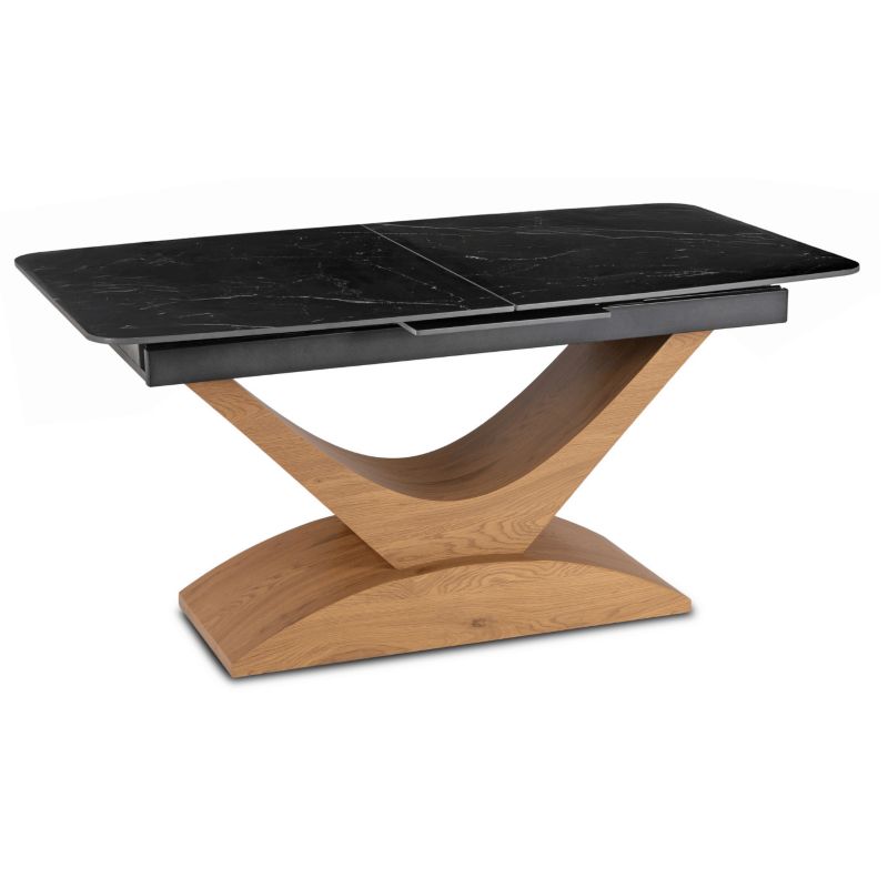 Stół Mebel Elite ALICANTE 160/200 Ceramiczny Rozkładany Spiek Kwarcowy Do Salonu Czarny 1 szt