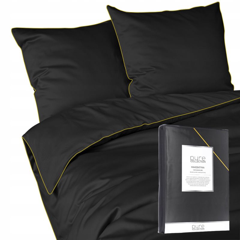 Pościel Detexpol Pure 160x200cm + 2x poszewka 70x80cm z bizą bawełna czarna 1 kpl.