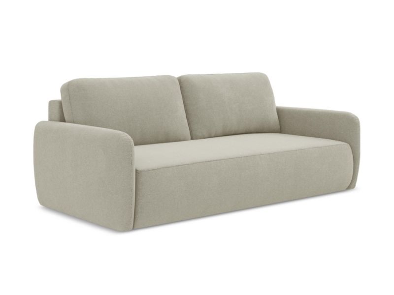 Kanapa 3-osobowa z funkcją spania LaMiaSofa CORLE z tkaniny strukturalnej 218x102 cm jasny beż 1 szt.