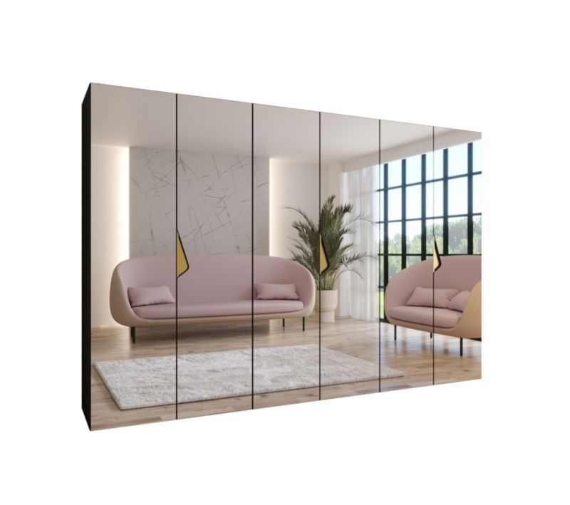 Szafa uchylna z lustrem otwierana Abiks SANDI 3 300 (3x100) wys 202 cm Czarny + Złoty 1 szt