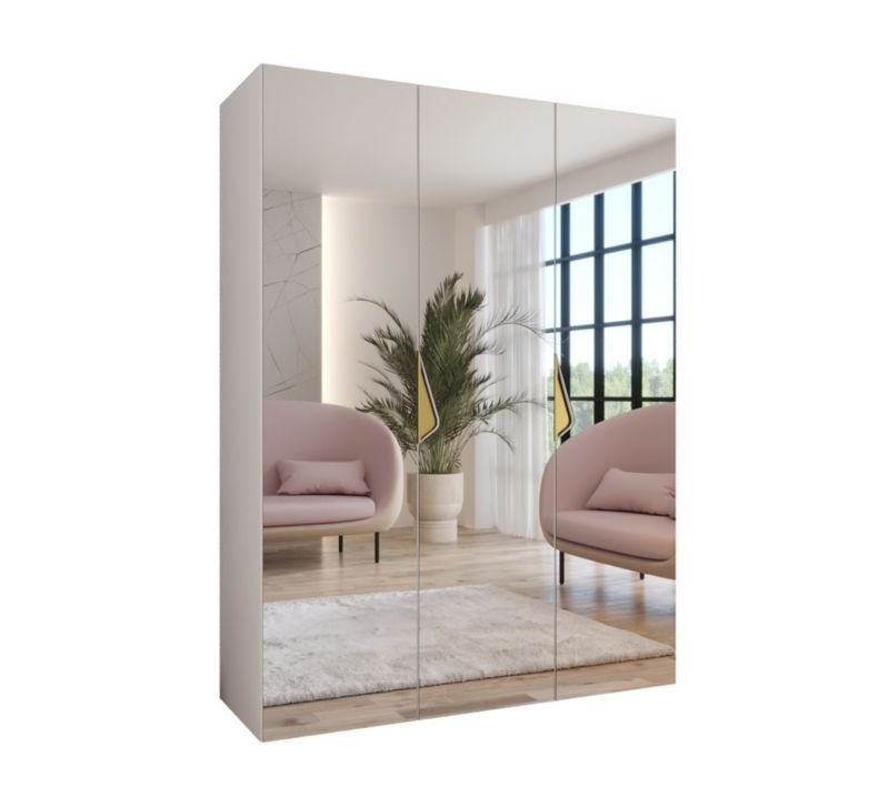 Szafa uchylna z lustrem otwierana Abiks SANDI 3 150 wys 202 cm Biały + Złoty 1 szt