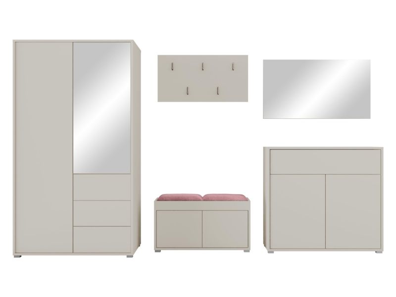 Zestaw MIRJAN 24 do przedpokoju Gesita V beżowy/plusz pudrowy róż 1 szt.