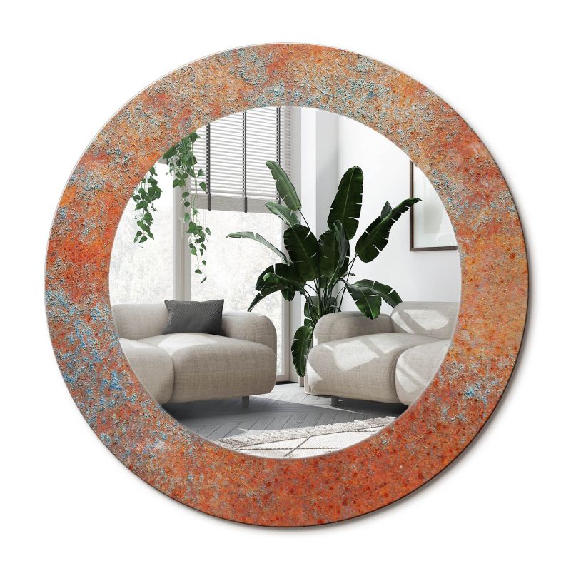 Lustro Okrągłe Tulup Rdzawy Metal 50 cm Industrialne Na Podkładzie 1 szt.