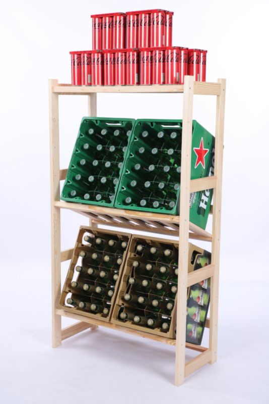 Regał na butelki i skrzynki MODO24 124,2 cm 3 półki naturalny 1 szt.