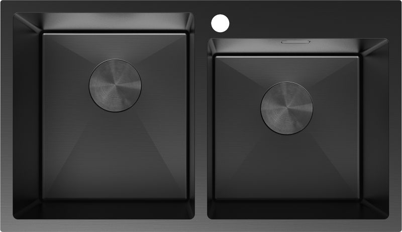 Zlewozmywak stalowy wpuszczany Mexen Xorin czarny 780x450 mm 2-komorowy 1 szt.