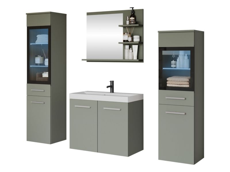 Meble łazienkowe MIRJAN 24 Madrit I z oświetleniem LED RGB mglista zieleń 1 kpl.