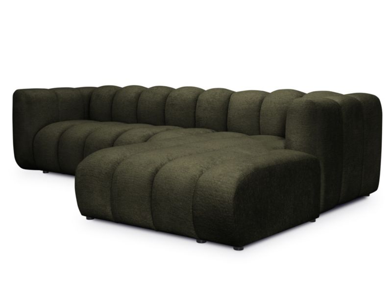 Narożnik prawostronny LaMiaSofa NAPOLI z tkaniny szenilowej 258x179 cm oliwkowy 1 szt.
