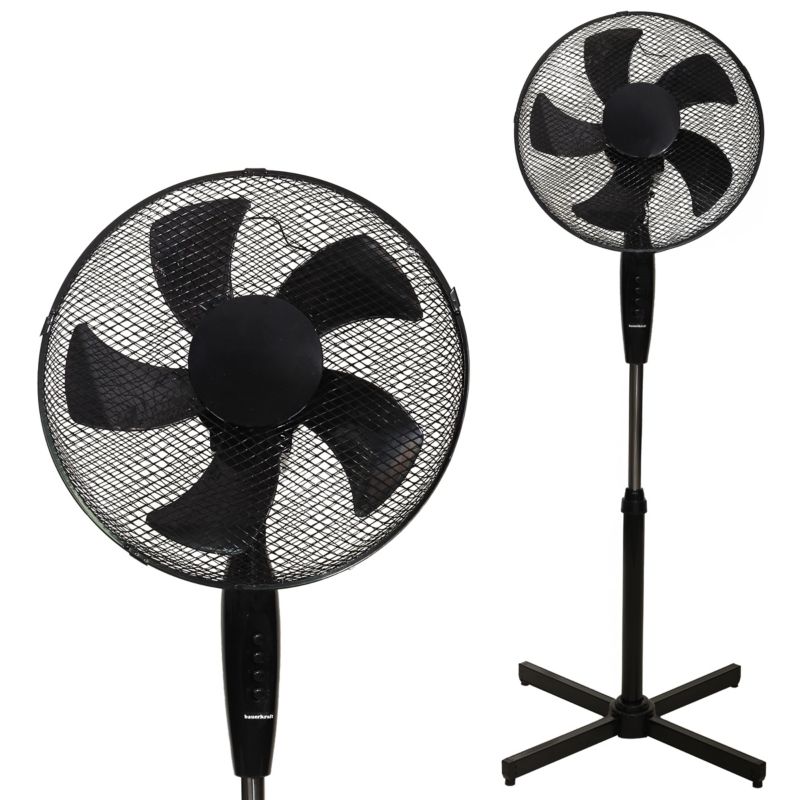 Wentylator podłogowy Bauerkraft stojący 5 łopatek 3 tryby regulacja 45W czarny 1 szt.