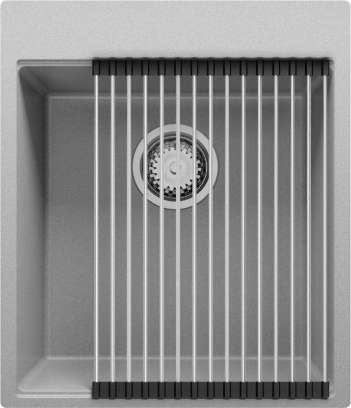 Zlewozmywak Oslo PRIMAGRAN Nablatowy 43x50cm do szafki od 45cm z Syfonem i Dodatkiem Szary 1 szt.