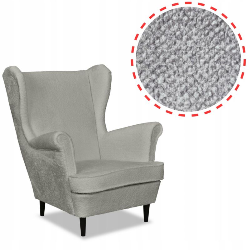 Fotel uszak do salonu Family Meble Bella jasno szary 1szt