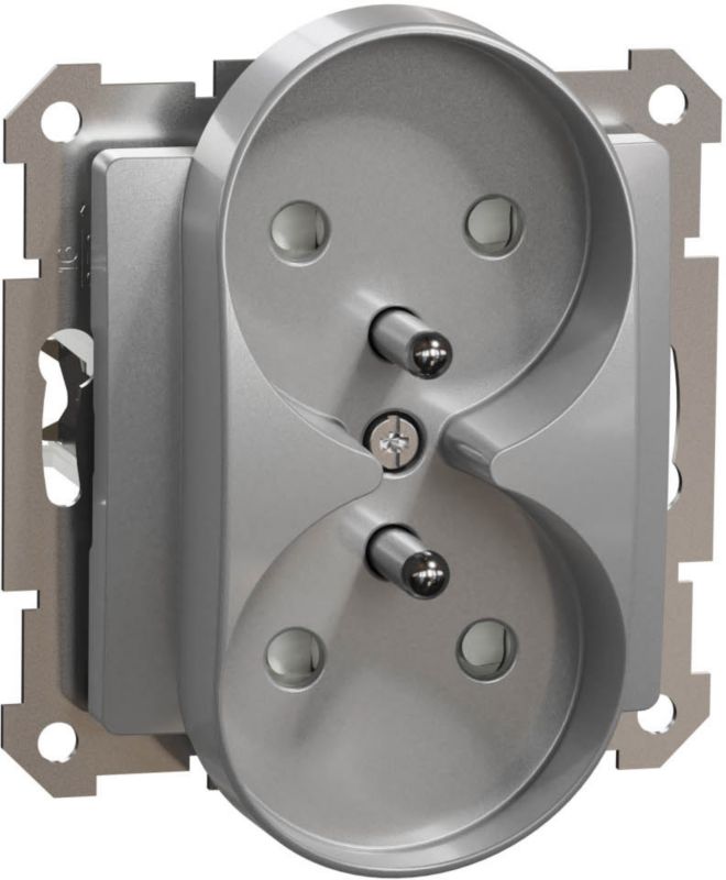 Gniazdo podwójne Schneider Electric Sedna Design&Elements z uziemieniem aluminium