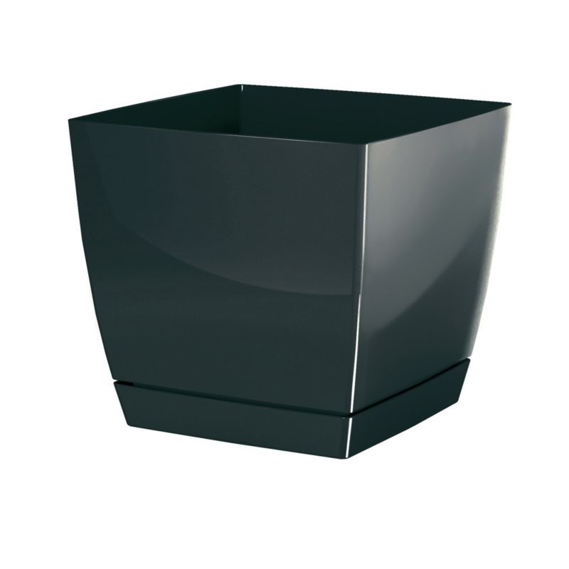 Doniczka kwadratowa Prosperplast Coubi 21 cm grafitowa