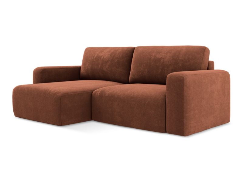 Narożnik lewostronny z funkcją spania LaMiaSofa OSTIA z tkaniny szenilowej 244x149 cm terakota 1 szt.