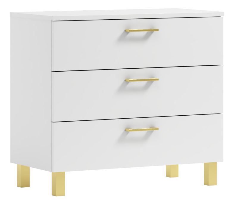 Komoda Nela 60 ADK MEBLE z 3 szufladami blat 16 biała/GOLD 1 szt.