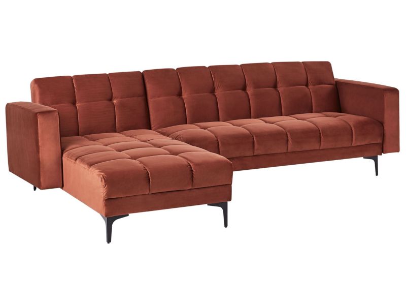 Sofa narożna prawostronna Alnes Welur Jasnoczerwony Prawostronny 1 kpl