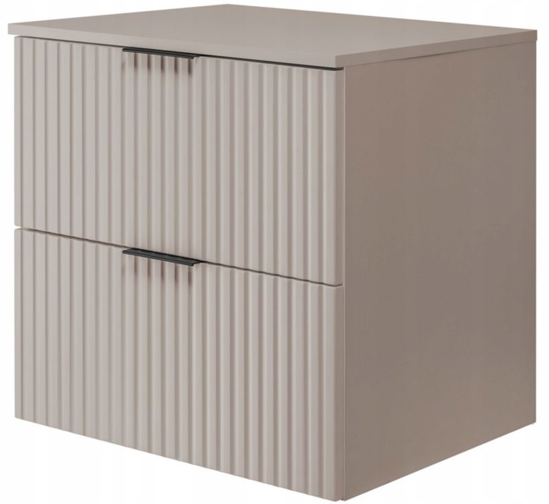 Szafka łazienkowa Furnidea 60 cm wisząca ryflowana 2 szuflady kaszmir Flow z blatem 1 szt.