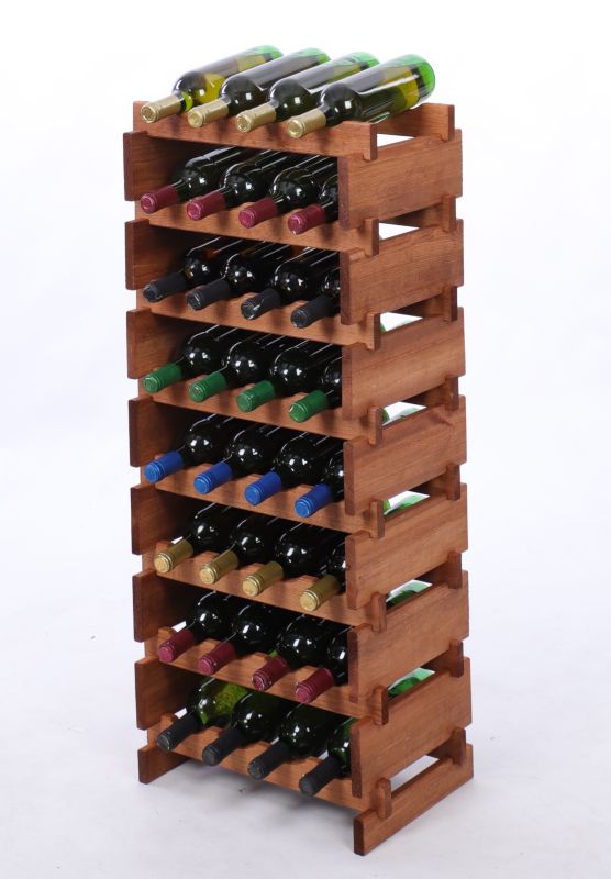 Stojak na wino MODO24 regał modułowy na butelki 8 leżni x 4 butelki montaż bez narzędzi impregnacja brązowa 1 szt.