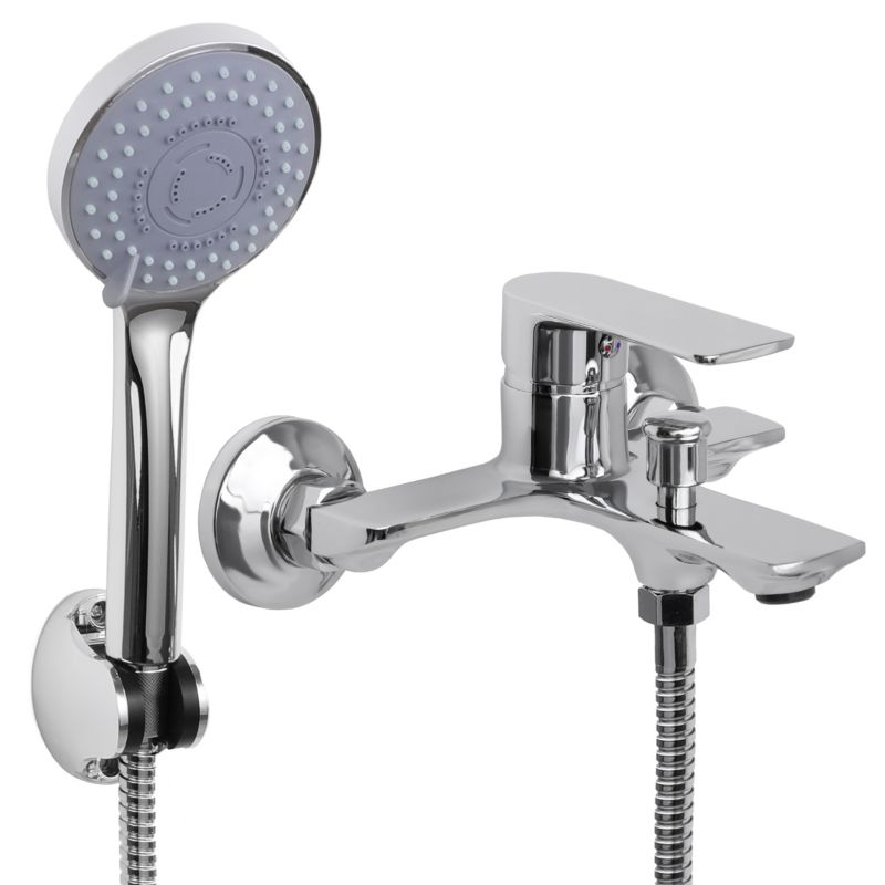 Bateria wannowa REMI - YOKA HOME prysznicowa ścienna natryskowa srebrna - 1 szt.