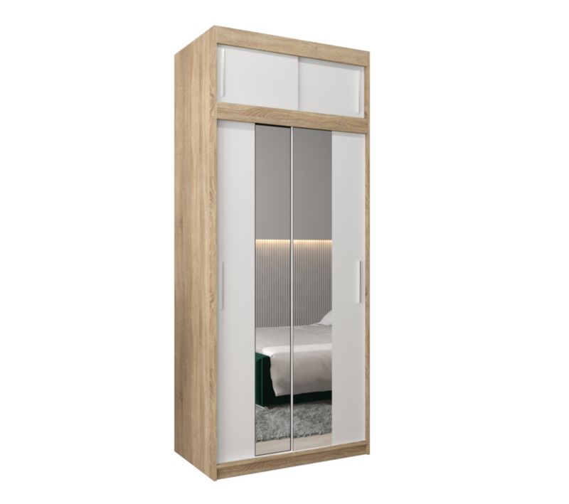 Szafa przesuwna Garderoba Abiks Tokyo 1 100 sonoma + biały z nadstawką 1 szt.