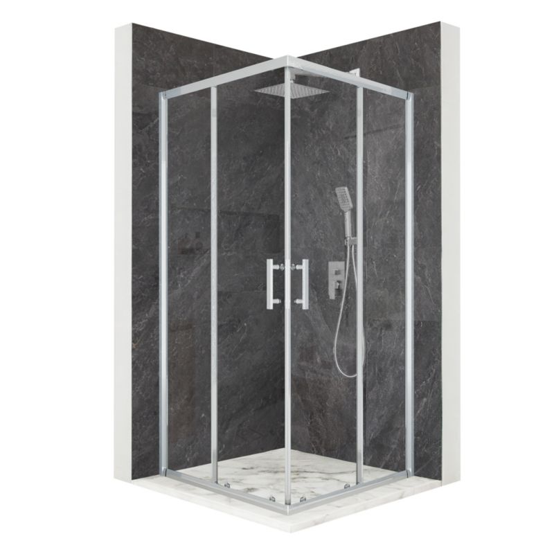 Kabina prysznicowa kwadratowa TECHGLOBE przesuwna srebrna 90x90 szkło 6mm + powłoka 1 szt.