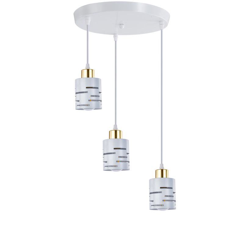 Lampa wisząca sufitowa MasterLED Elen 3x E27 LED okrągła stylowa oprawa biała złota 1 szt.