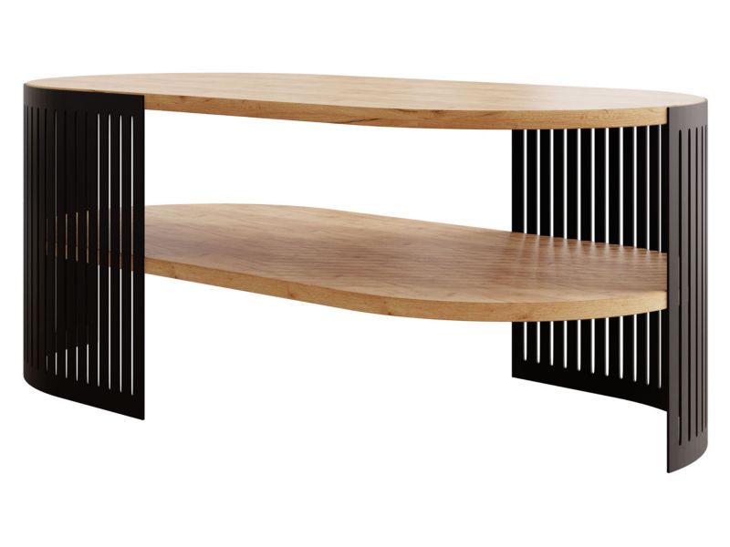 Stolik kawowy owalny MIRJAN 24 Fikoli II czarny/dąb craft złoty 1 szt.