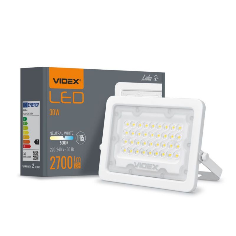 Naświetlacz LED Videx biały LED 30W 5000K 2700lm IP65 wym: 12,2 x 16,7 x 2,4 cm aluminium - 1 szt.