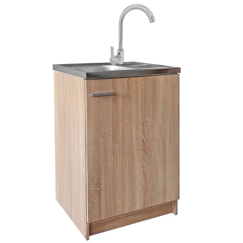 Szafka Kuchenna Sonoma 60 Slim + Zlew Deante + Bateria Wysoka Chrom + Syfon