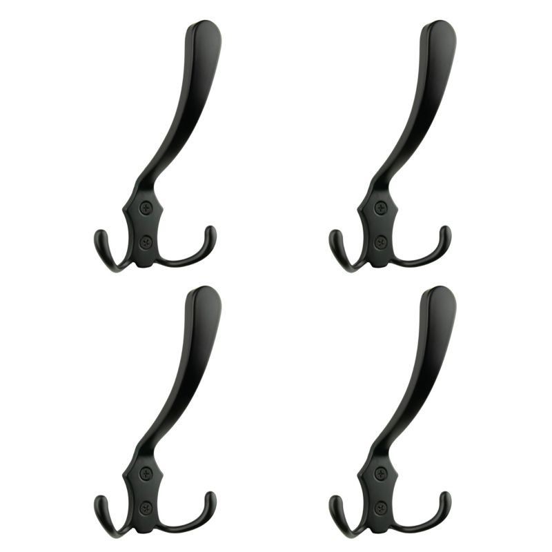 4 x Wieszak na ubrania B&B haczyk łazienkowy metalowy czarny 4 szt