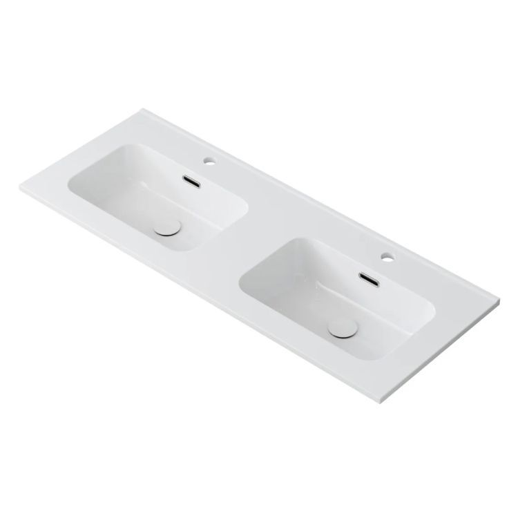 Umywalka wpuszczana dwukomorowa KROFAM ALTON 120 cm biała ceramiczna 1 szt.